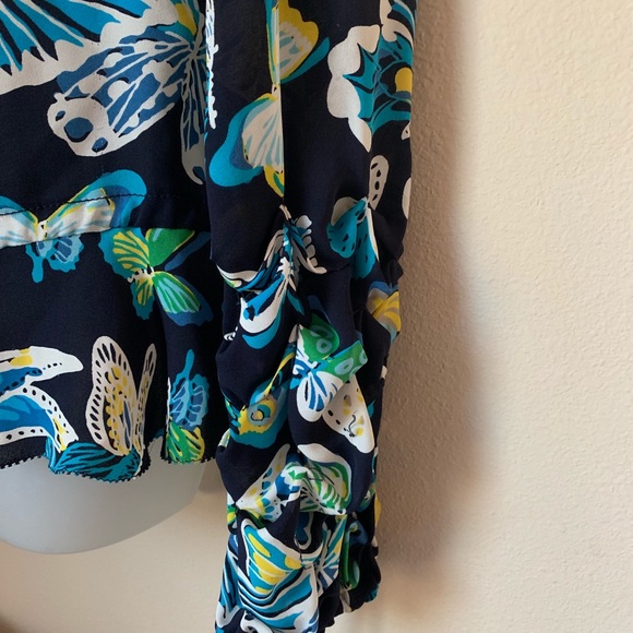 Tory Burch 100% Blue Silk Butterfly Blouse size 4 - Picture 3 of 5